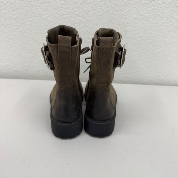 Clarks Orinoco 2 Lace Dark Olive Leather Side Zip Boots Shoes Womens size 8.5 M - Picture 4 of 9